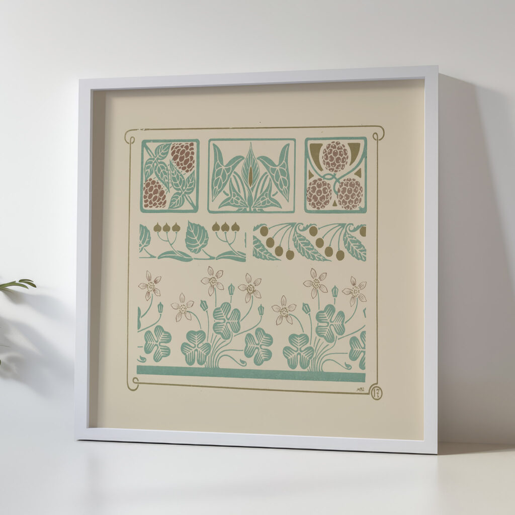 Abstract design based on leaf clover berry shapes. 1900 Maurice Pillard Verneuil 5 mockup