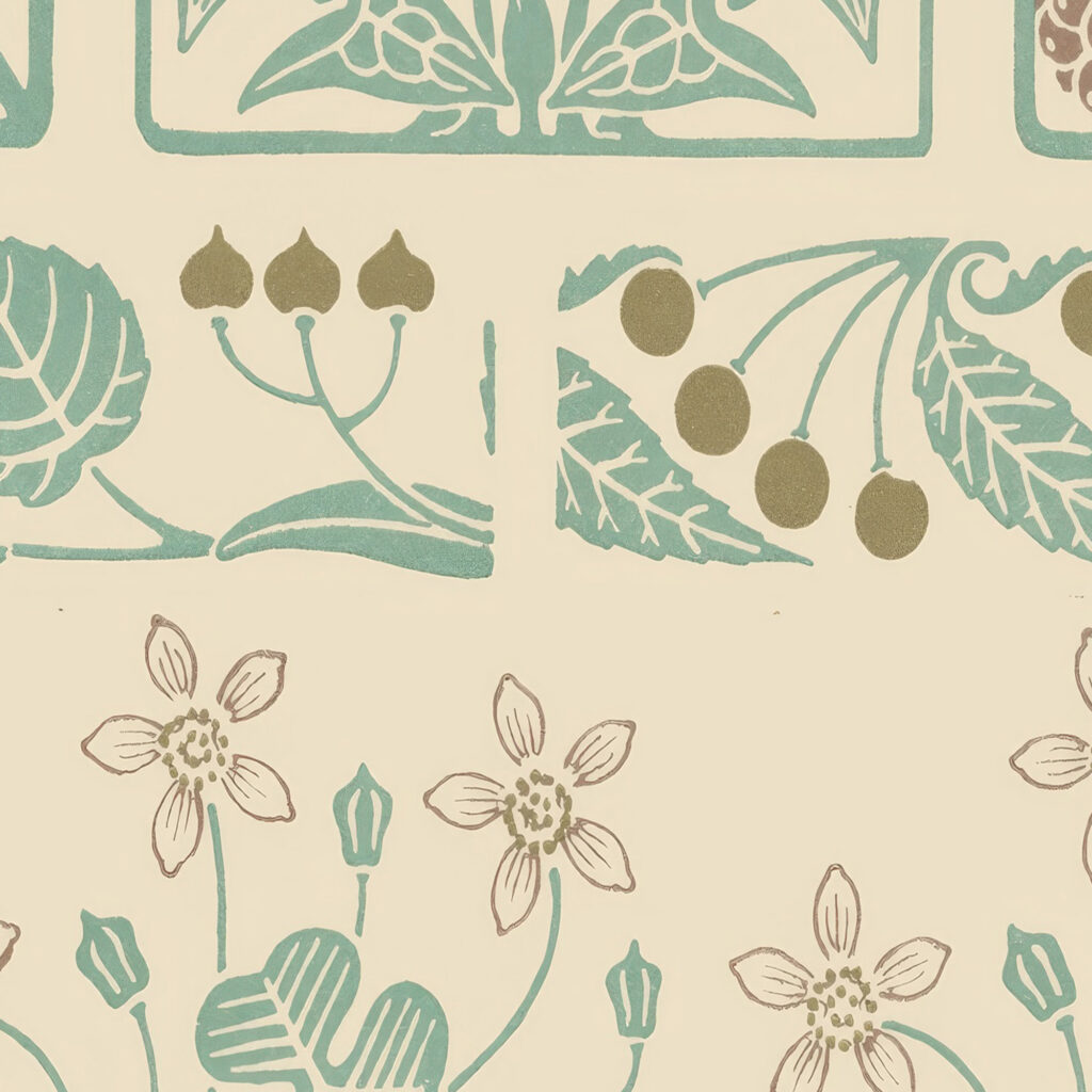 Abstract design based on leaf clover berry shapes. 1900 Maurice Pillard Verneuil 8 mockup