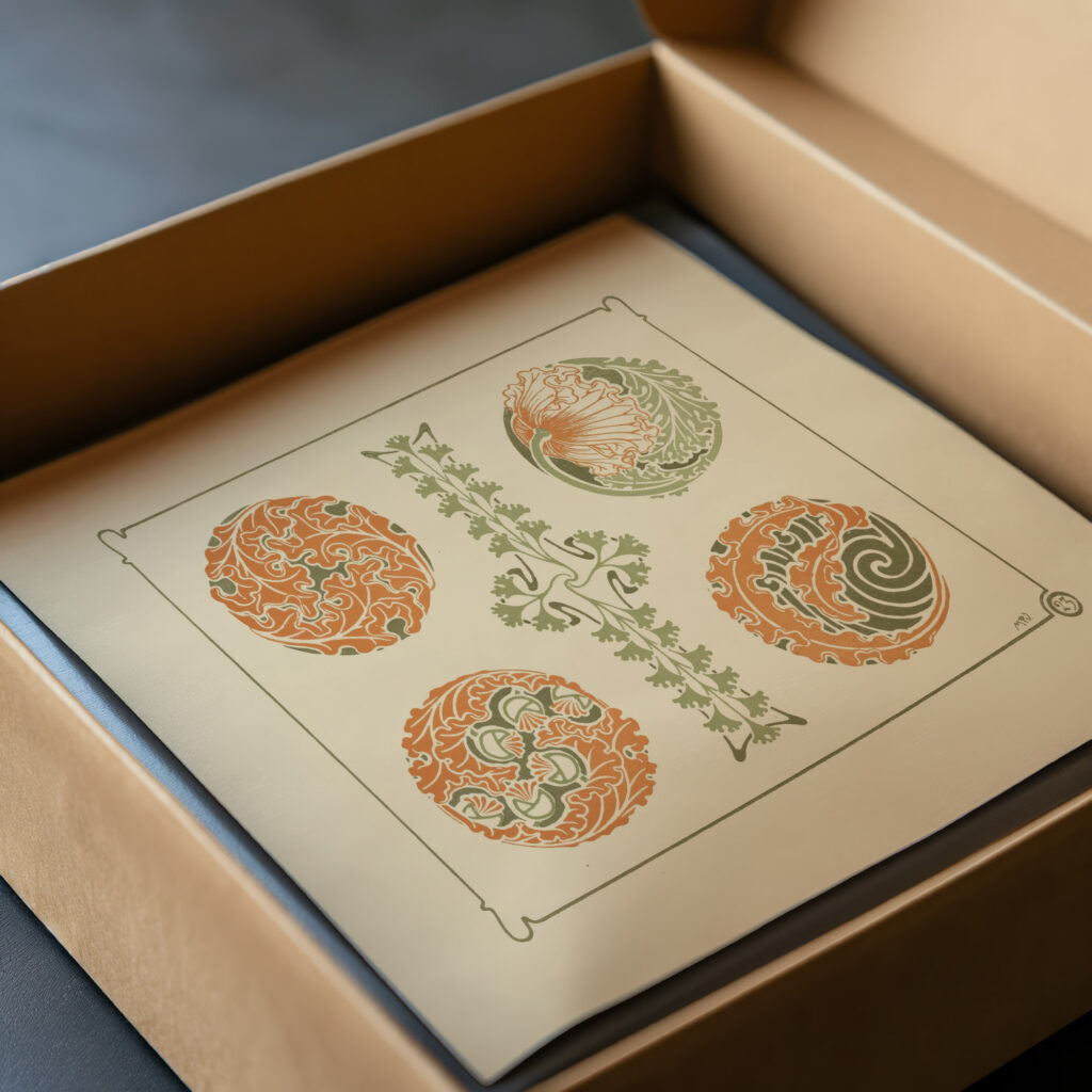 Abstract design based on leaf shapes. 1900 Maurice Pillard Verneuil video mockup