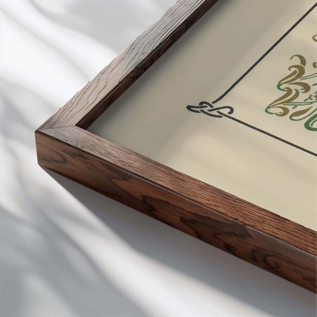 Abstract design based on leaves 1900 Maurice Pillard Verneuil close up dark wood mockup