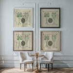 Abstract design based on leaves 1900 Maurice Pillard Verneuil framed posters mockup