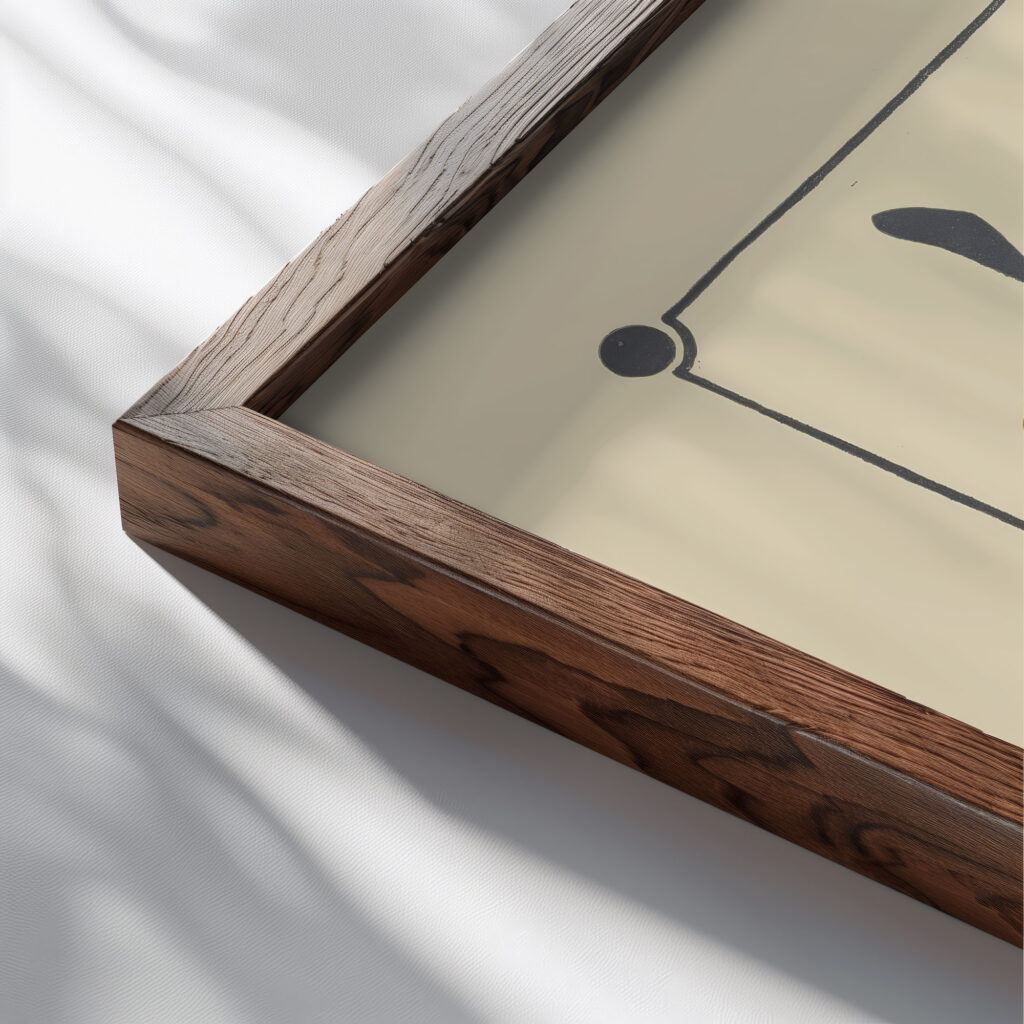 Abstract design based on leaves and arabesques 1900 George Auriol close up dark wood mockup