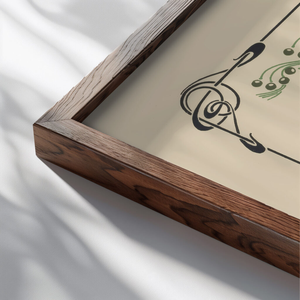 Abstract design based on leaves and arabesques 1900 Maurice Pillard Verneuil 1 close up dark wood mockup