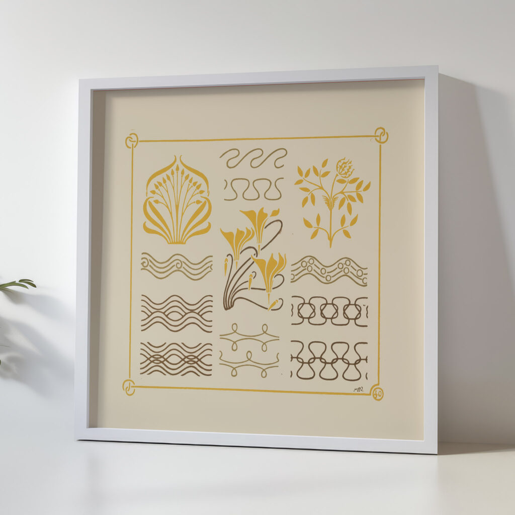 Abstract design based on leaves and curvilinear shapes. 1900 Maurice Pillard Verneuil 5 mockup