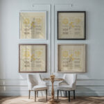 Abstract design based on leaves and curvilinear shapes. 1900 Maurice Pillard Verneuil framed posters mockup