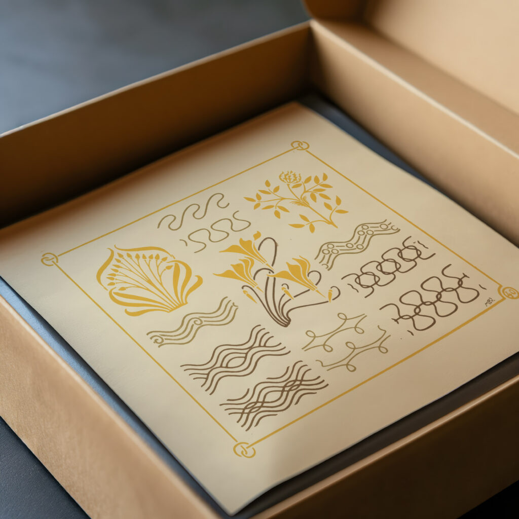 Abstract design based on leaves and curvilinear shapes. 1900 Maurice Pillard Verneuil video mockup