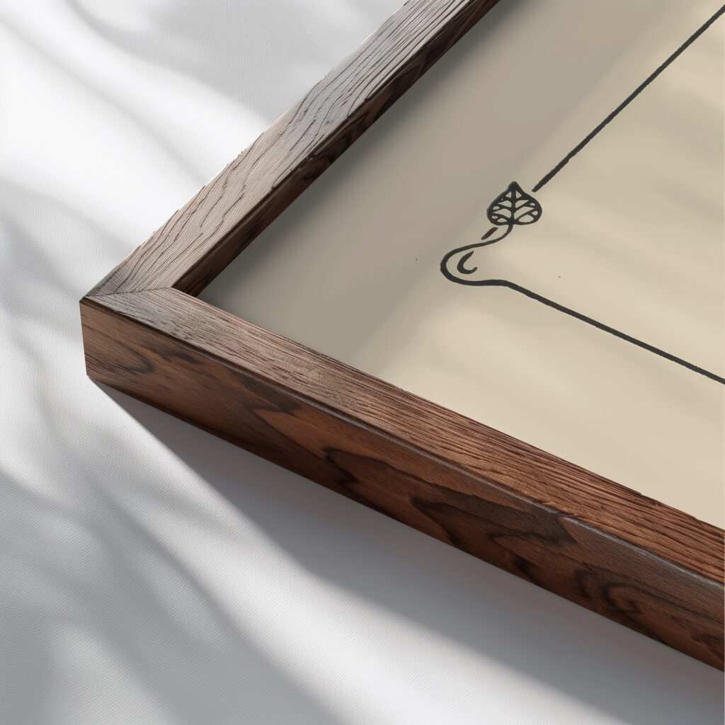 Abstract design based on leaves and flowers. 1900 Maurice Pillard Verneuil close up dark wood mockup