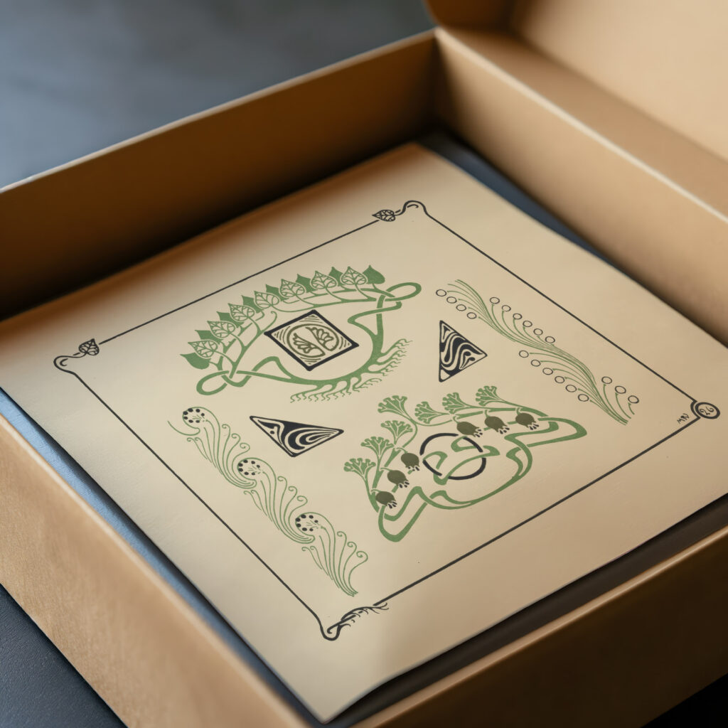 Abstract design based on leaves and flowers. 1900 Maurice Pillard Verneuil video mockup