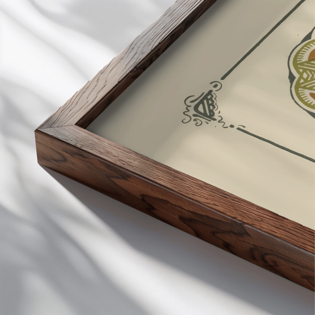 Abstract design based on leaves and organic shapes 1900 George Auriol 1 close up dark wood mockup