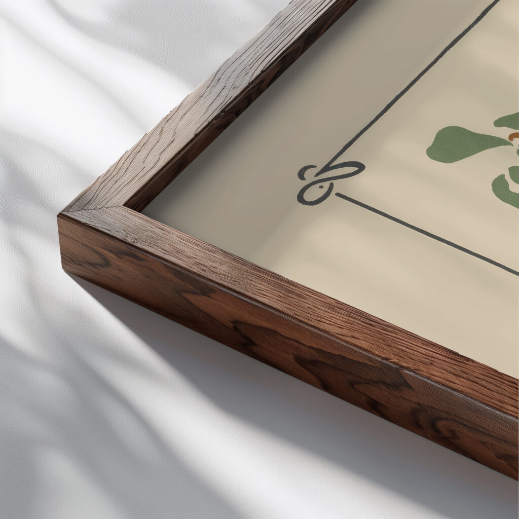 Abstract design based on leaves and organic shapes 1900 George Auriol close up dark wood mockup