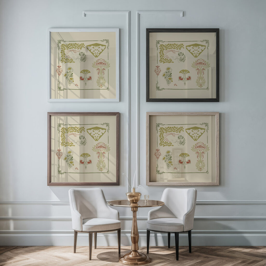 Abstract design based on organic shapes 1900 George Auriol 1 framed posters mockup