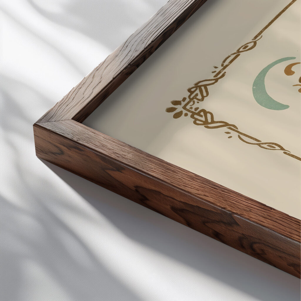 Abstract design based on organic shapes 1900 George Auriol 2 close up dark wood mockup