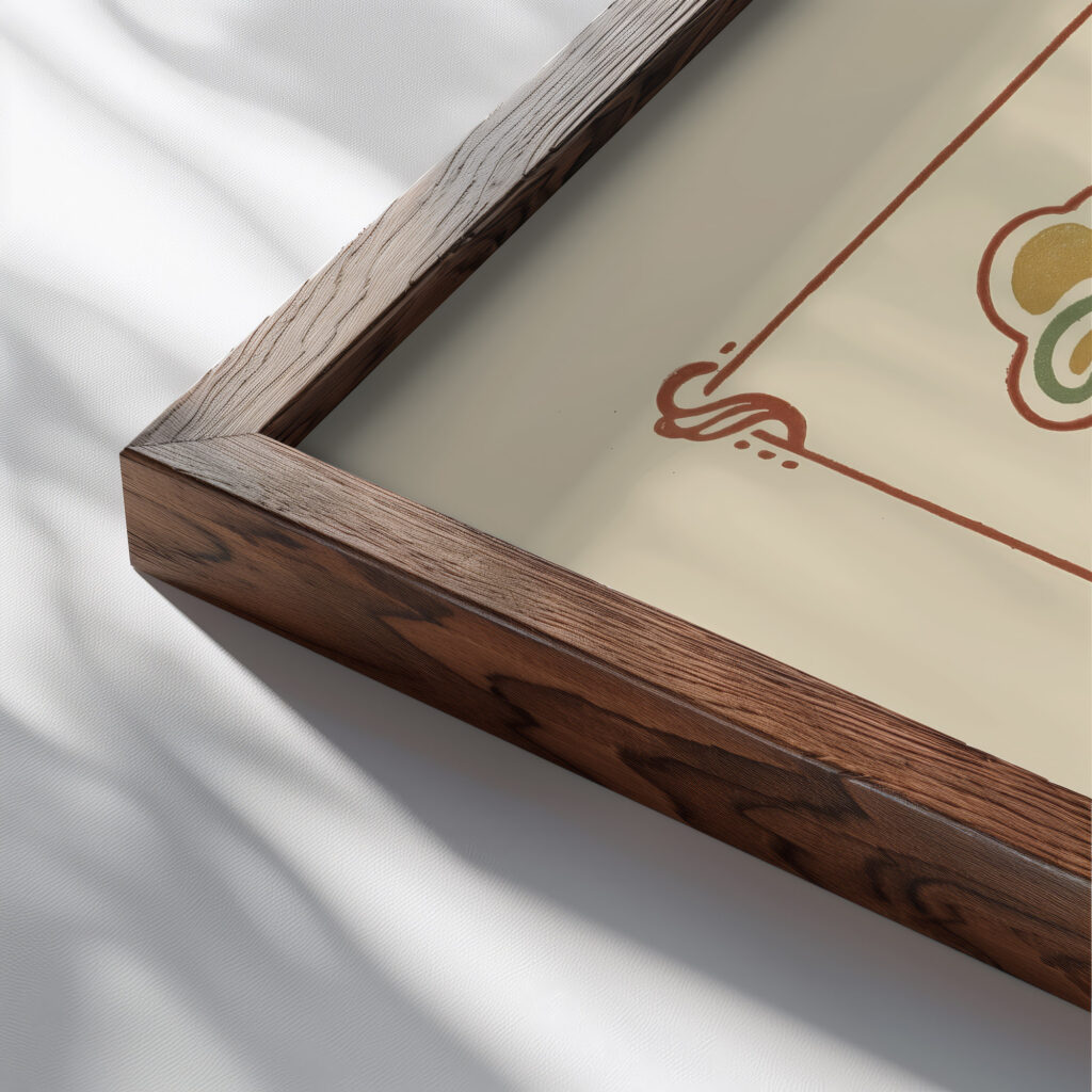 Abstract design based on organic shapes 1900 George Auriol close up dark wood mockup