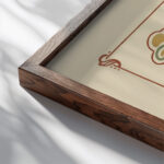 Abstract design based on organic shapes 1900 George Auriol close up dark wood mockup