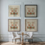 Abstract design based on organic shapes and arabesques. 1900 Maurice Pillard Verneuil framed posters mockup