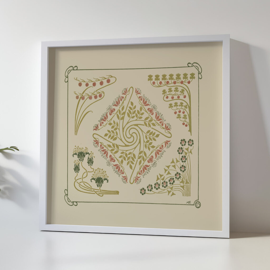 Abstract design based on small leaf shapes. 1900 Maurice Pillard Verneuil 5 mockup