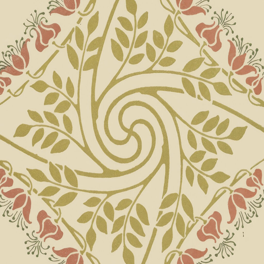 Abstract design based on small leaf shapes. 1900 Maurice Pillard Verneuil 8 mockup