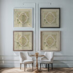 Abstract design based on small leaf shapes. 1900 Maurice Pillard Verneuil framed posters mockup