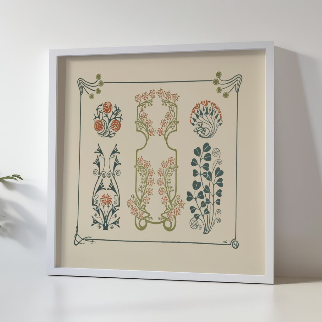 Abstract design based on tiny flowers and leaves. 1900 Maurice Pillard Verneuil 5 mockup