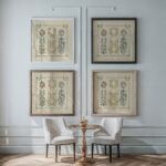 Abstract design based on tiny flowers and leaves. 1900 Maurice Pillard Verneuil framed posters mockup