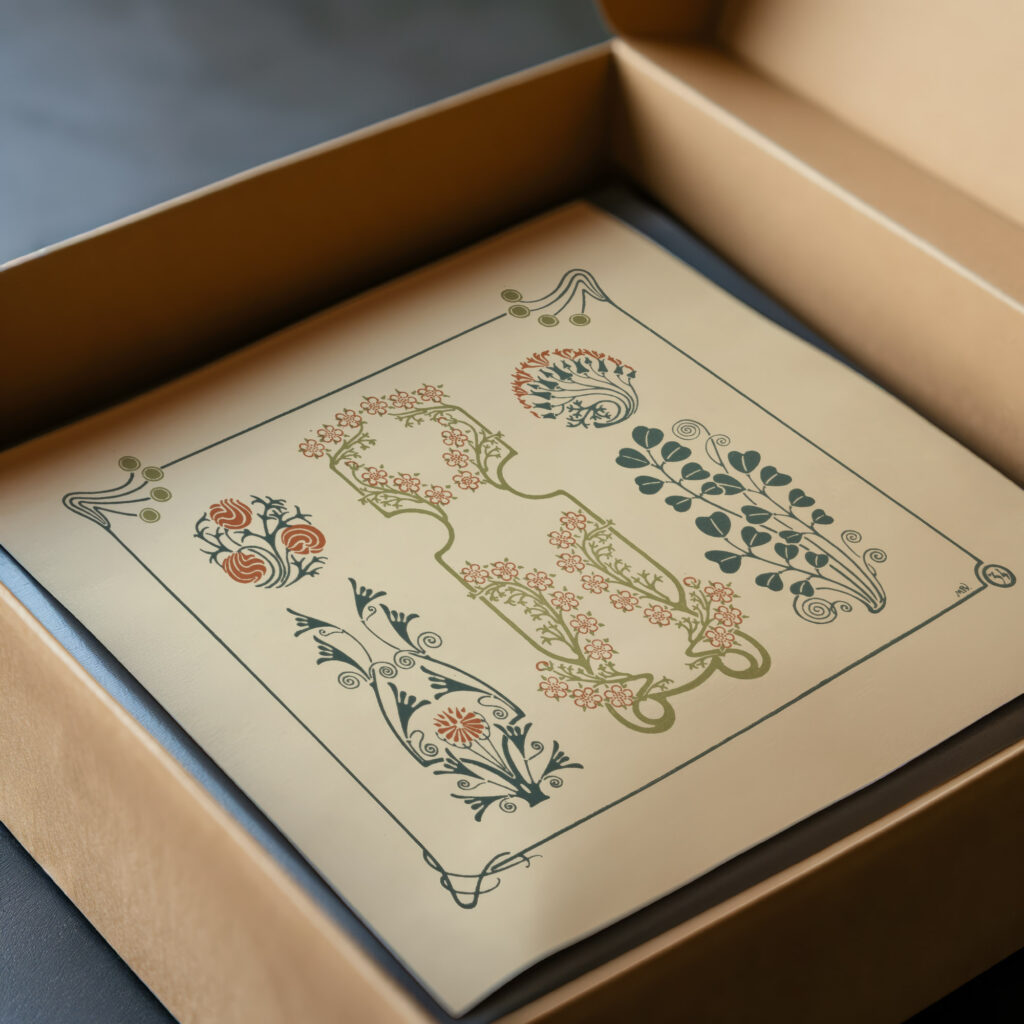 Abstract design based on tiny flowers and leaves. 1900 Maurice Pillard Verneuil video mockup