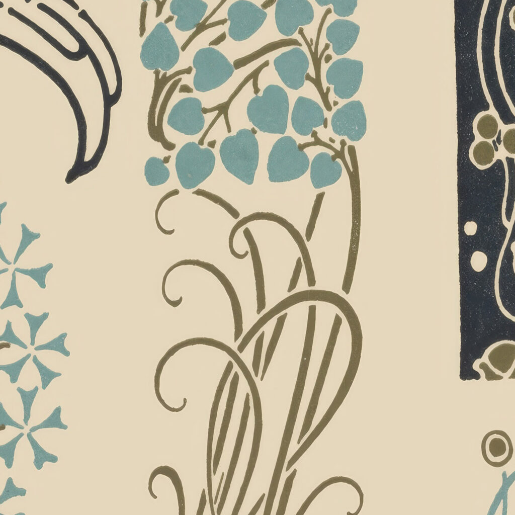 Abstract design based on tiny leaves on stems. 1900 Maurice Pillard Verneuil 8 mockup