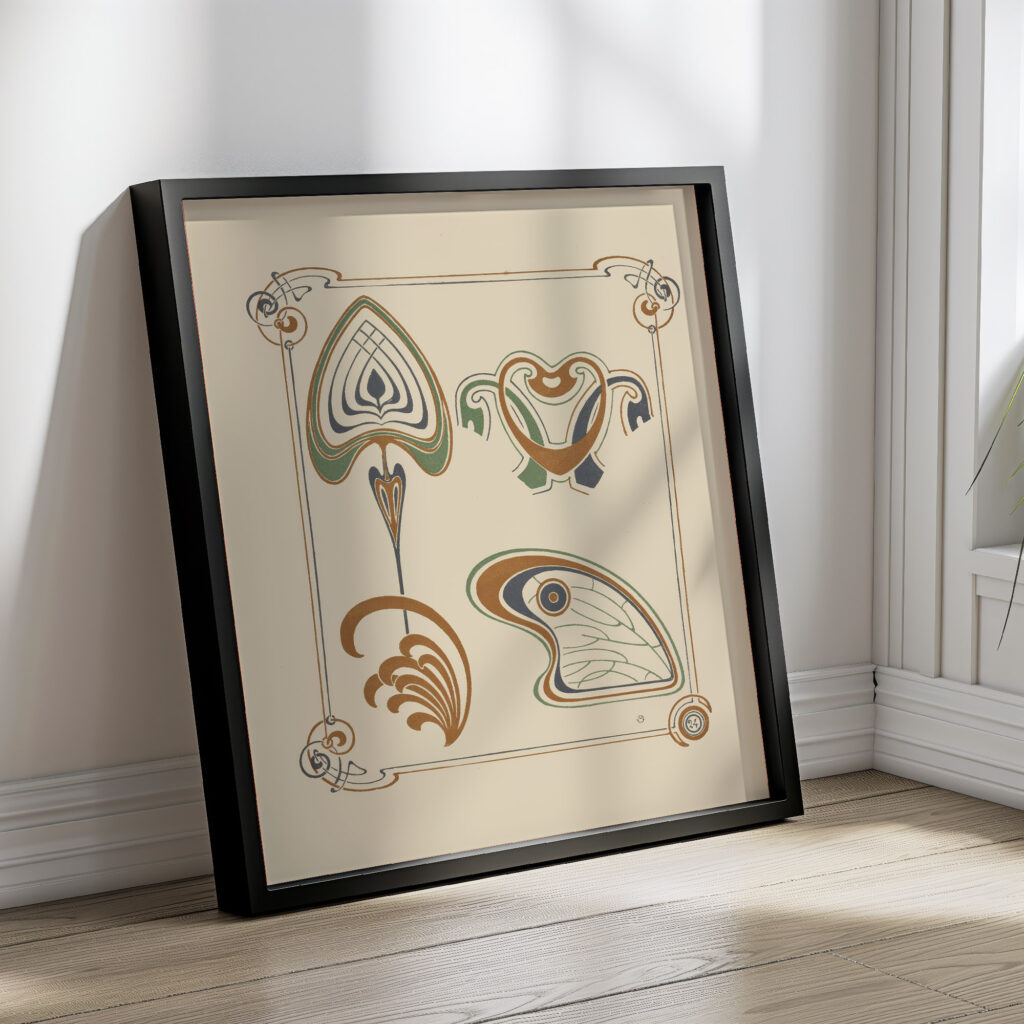 Abstract design based on wings and leaf shapes. 1900 Alphonse Mucha 4 mockup