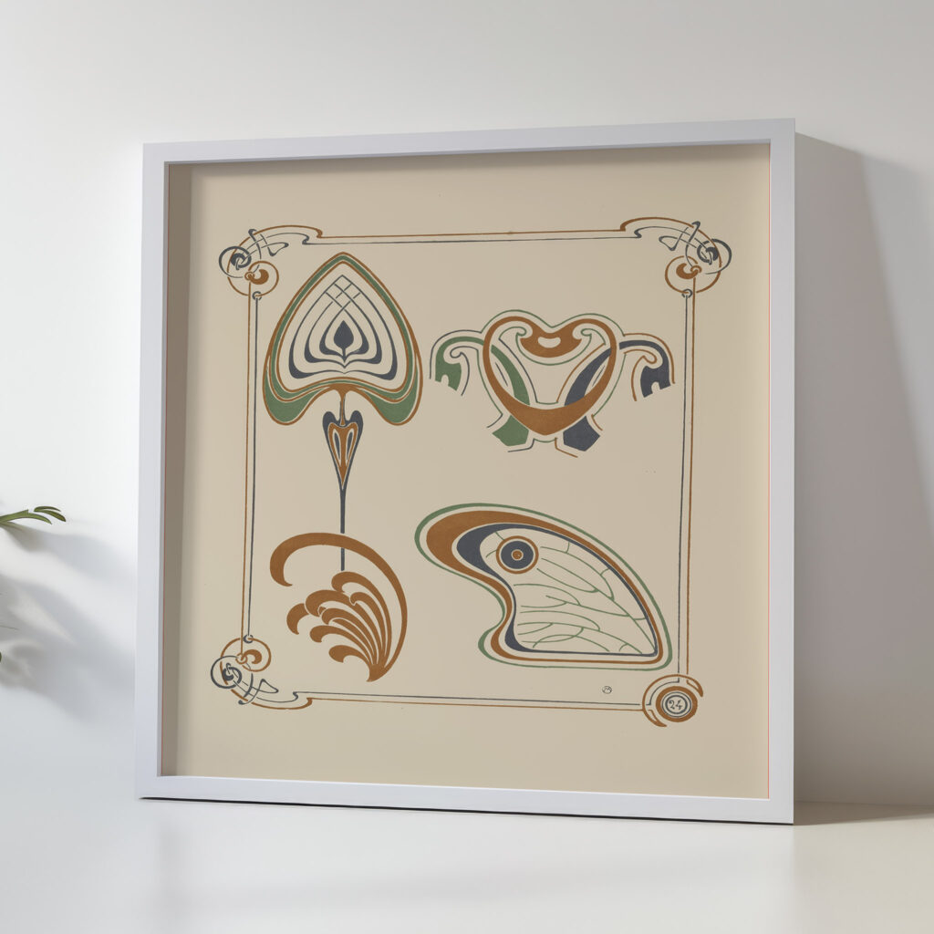 Abstract design based on wings and leaf shapes. 1900 Alphonse Mucha 5 mockup