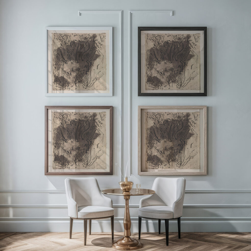Abstracte compositie 1919 Erich Wichmann framed posters mockup