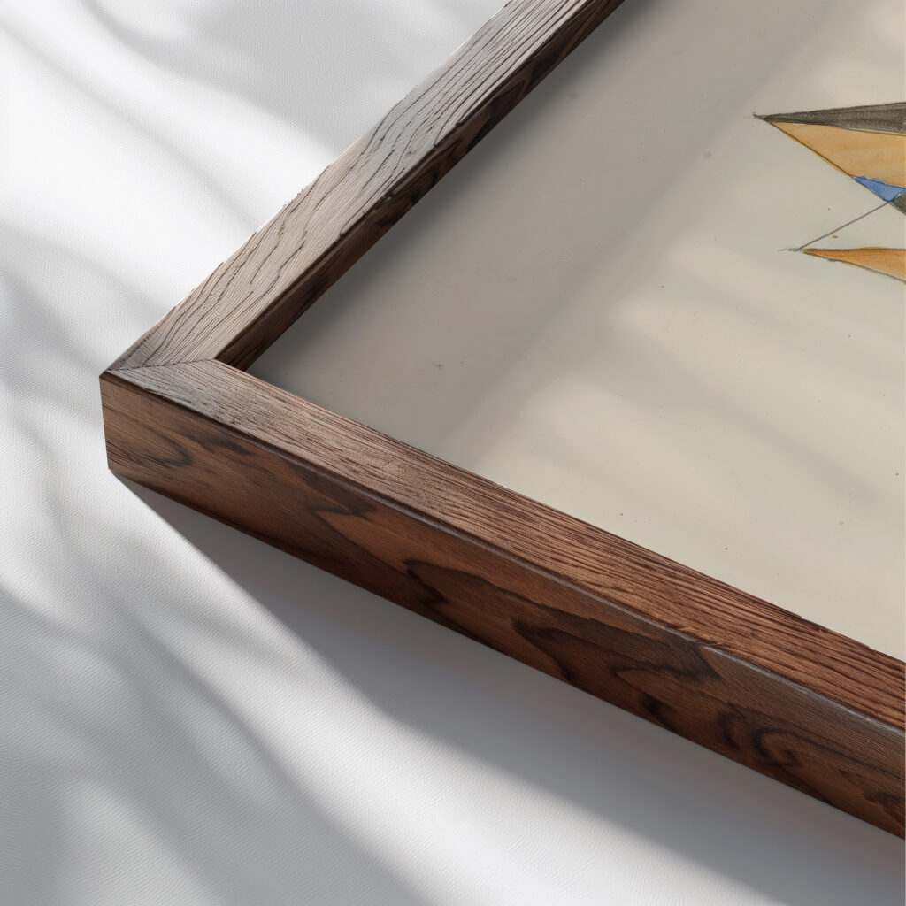 Abstraction Based on SailsVI 1921 David Kakabadze close up dark wood mockup