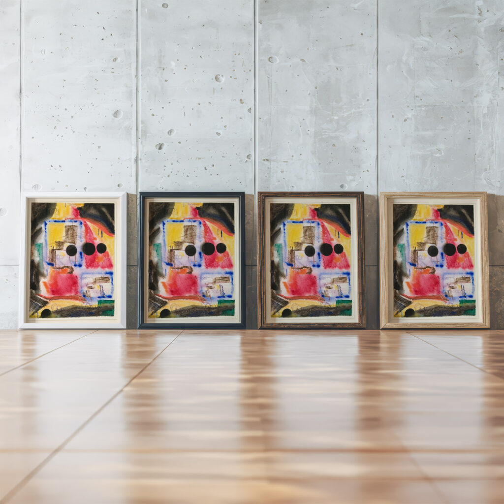 Abstraction Three Black Circles 1922 Fritz Stuckenberg framed posters mockup Abstraction Three Black Circles 1922 Fritz Stuckenberg framed posters mockup