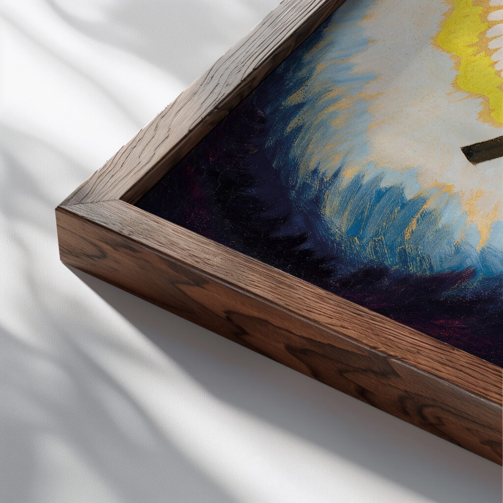 Abstraction circa 1914 Konrad Cramer close up dark wood mockup