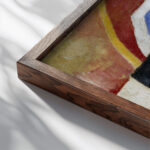 Abstraction circa 1914 Marsden Hartley close up dark wood mockup