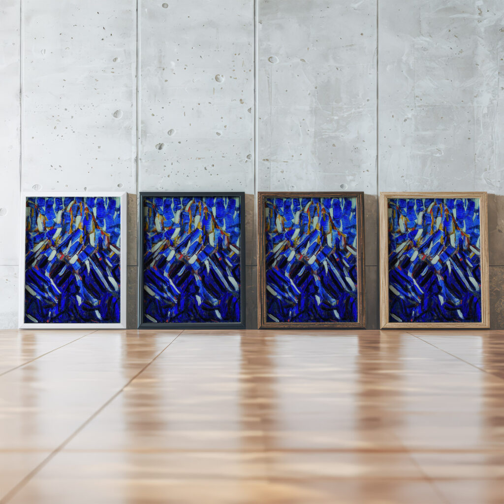 Abstraction the Blue Mountain 1912 Christian Rohlfs framed posters mockup