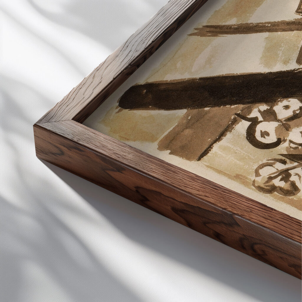 Abstract–Flowers in Left Carl Newman close up dark wood mockup