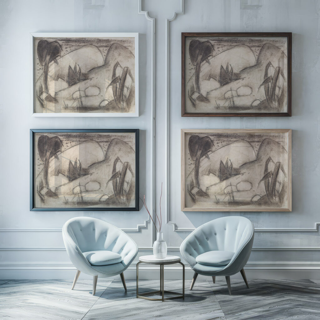 Abstrahierte exotische Landschaft 1911 Franz Marc framed posters mockup