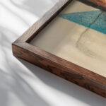 Abstrakte Formen V 1913 August Macke close up dark wood mockup Abstrakte Formen V 1913 August Macke close up dark wood mockup