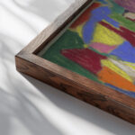 Abstrakte Komposition Querformat Adolf Holzel close up dark wood mockup