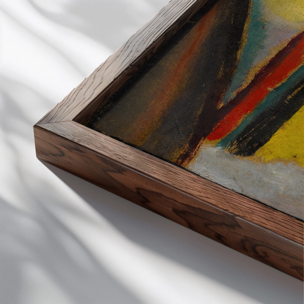 Abstrakter Kopf Abstract Head circa 1922 Alexej von Jawlensky close up dark wood mockup