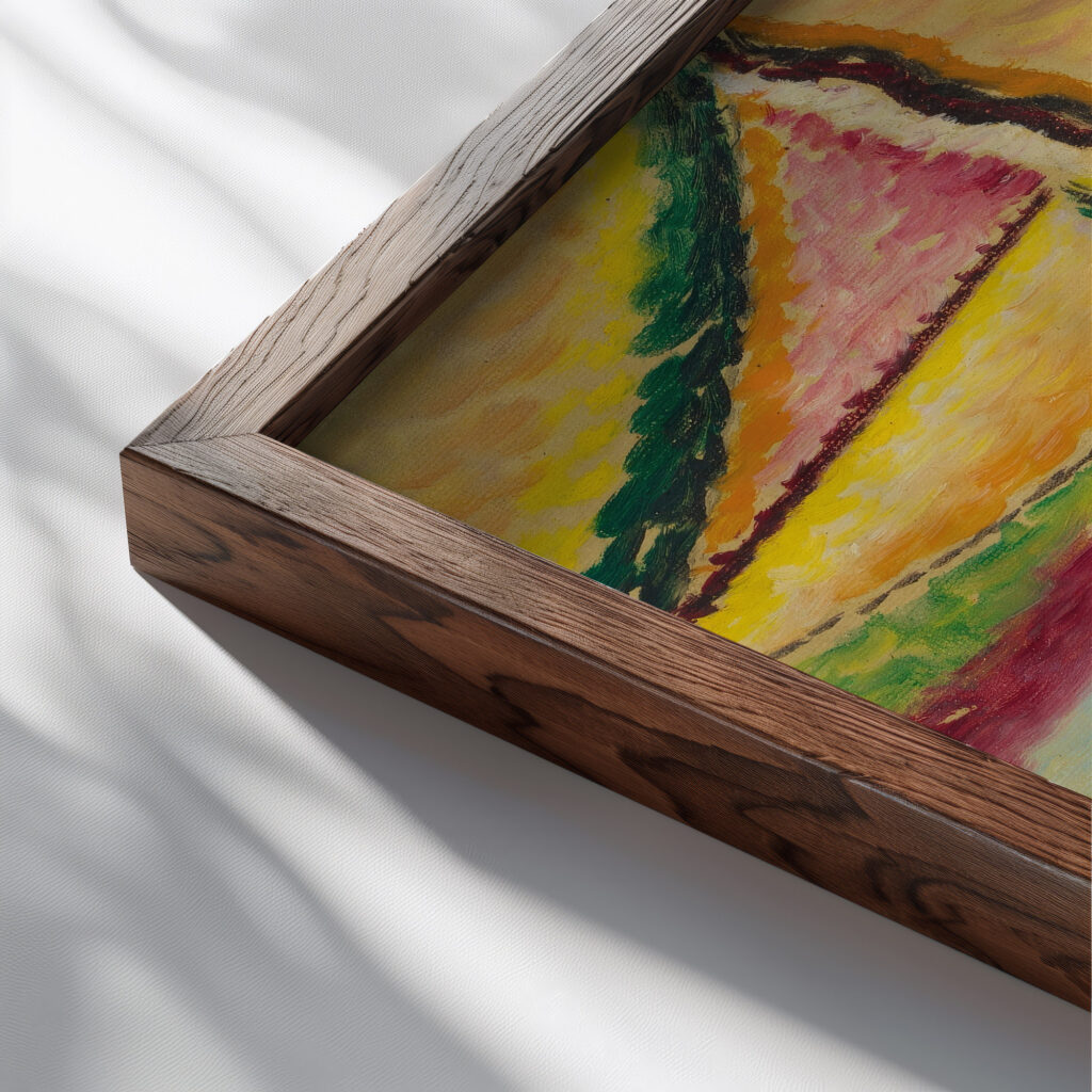 Abstrakter Kopf Der Schutzengel 1933 Alexej von Jawlensky close up dark wood mockup