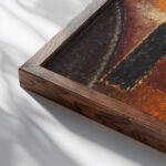 Abstrakter Kopf Orient – Verhaltene Glut 1932 Alexej von Jawlensky close up dark wood mockup