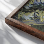 Acacia in Flowers Vincent van Gogh close up dark wood mockup