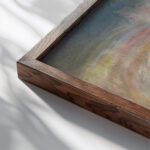 Adam and Eve Expelled from Paradise 1887 James Ensor close up dark wood mockup