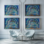 Adam et Eve 1910 Vladimir Baranov Rossine framed posters mockup