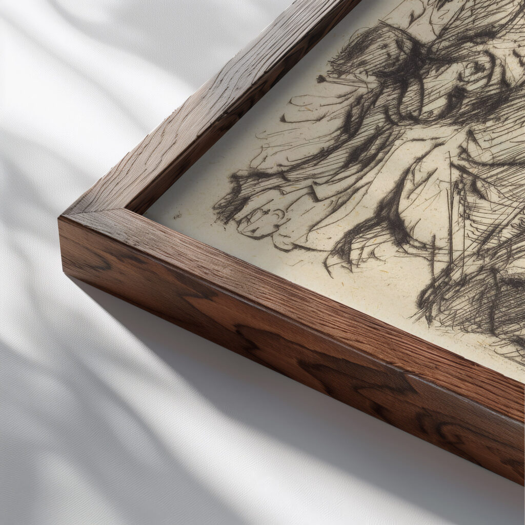 Adhba the Camel Adhba die Kamelin 1919 Lovis Corinth close up dark wood mockup