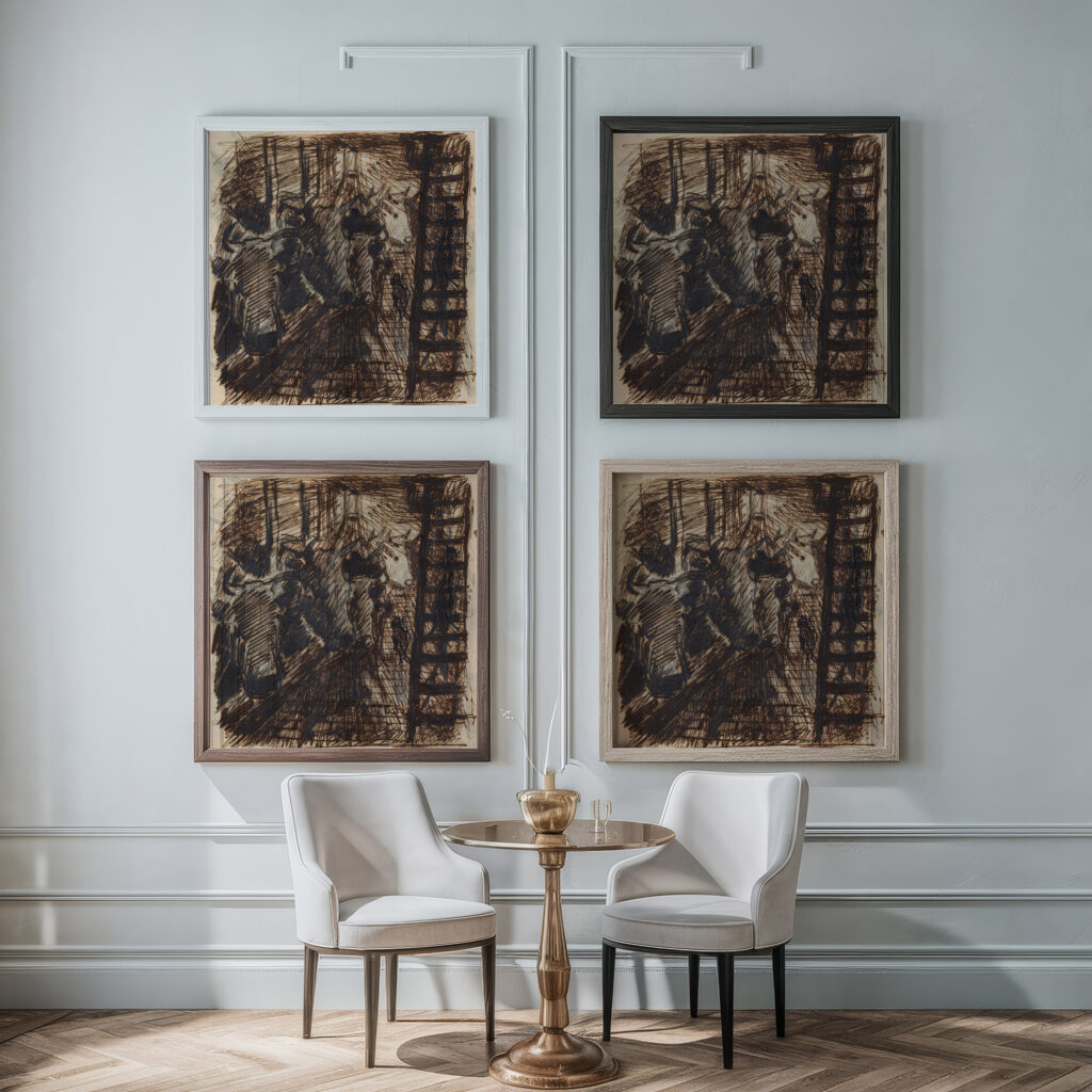 Aften i kostalden 1885 Theodor Philipsen framed posters mockup