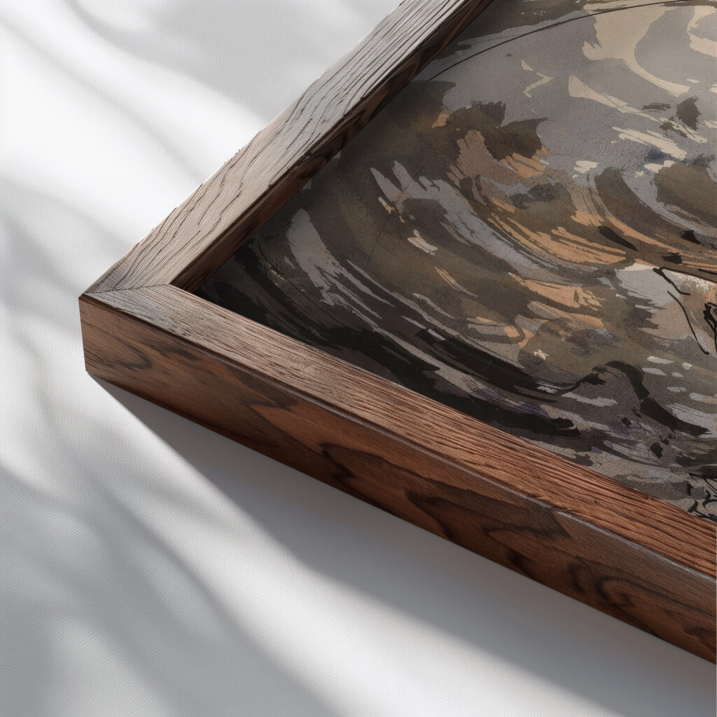 After the Funfair 1924 Alfred Ost close up dark wood mockup