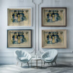 Along the Boulevard circa 1894 Maurice Prendergast framed posters mockup