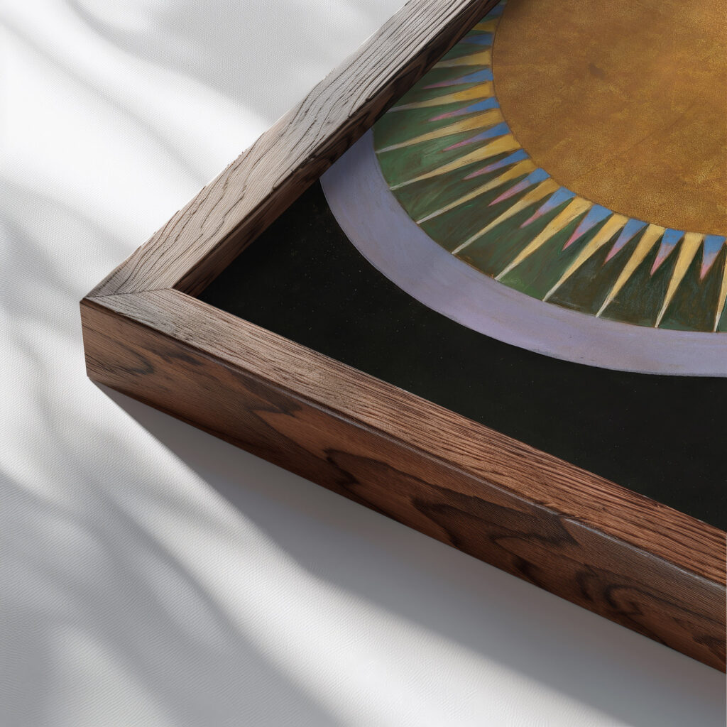Altarpiece No. 1 Group X 1915 Hilma af Klint close up dark wood mockup