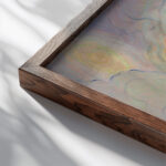 Ame selancant vers son centre damour Maurice Chabas close up dark wood mockup